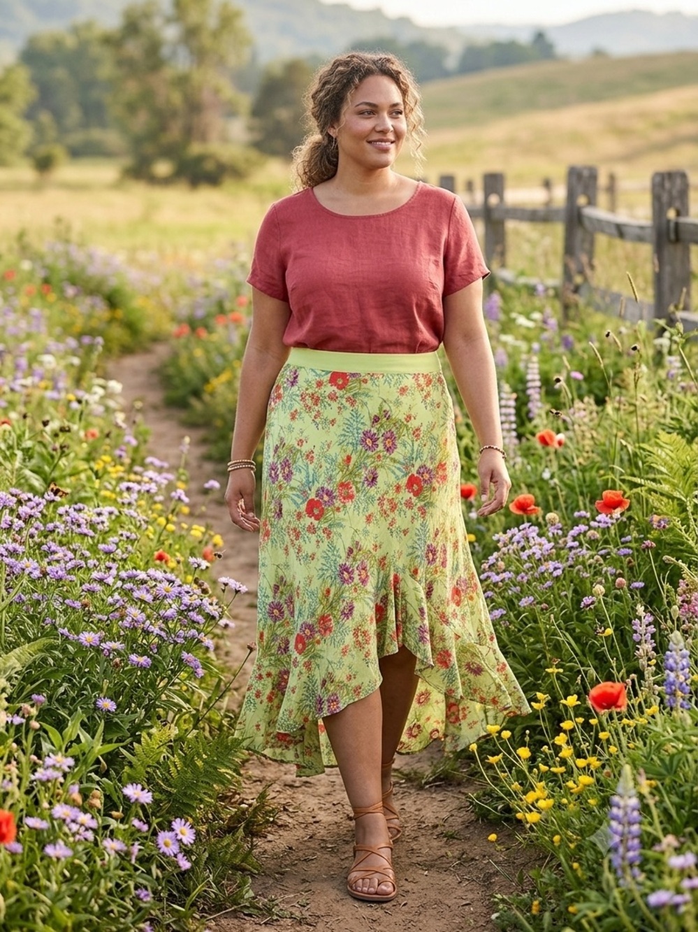 Vintage April Cornell Rayon skirt bias high low flounce